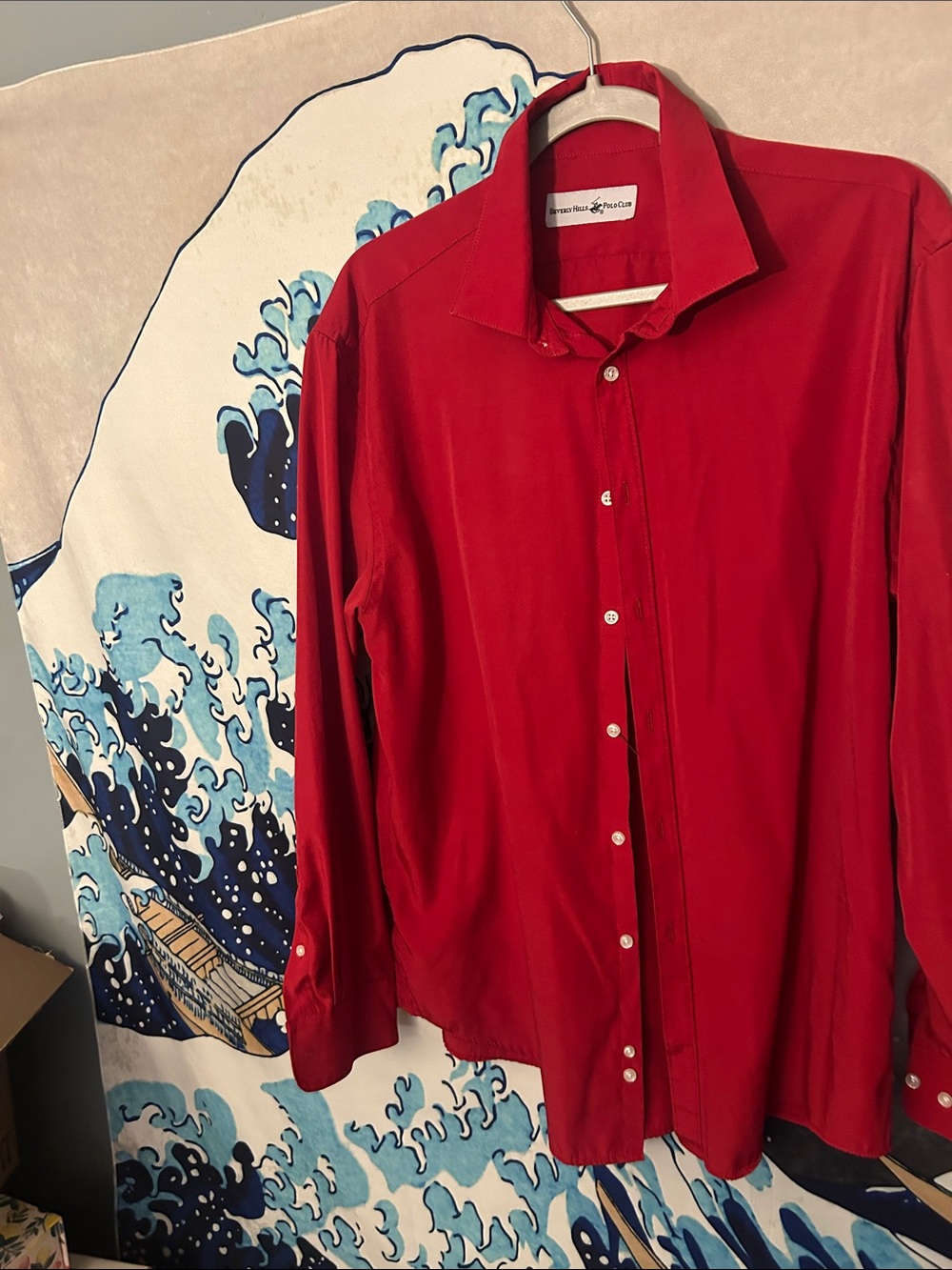 Beverly Hills Polo Club Red Men's Dress Shirt